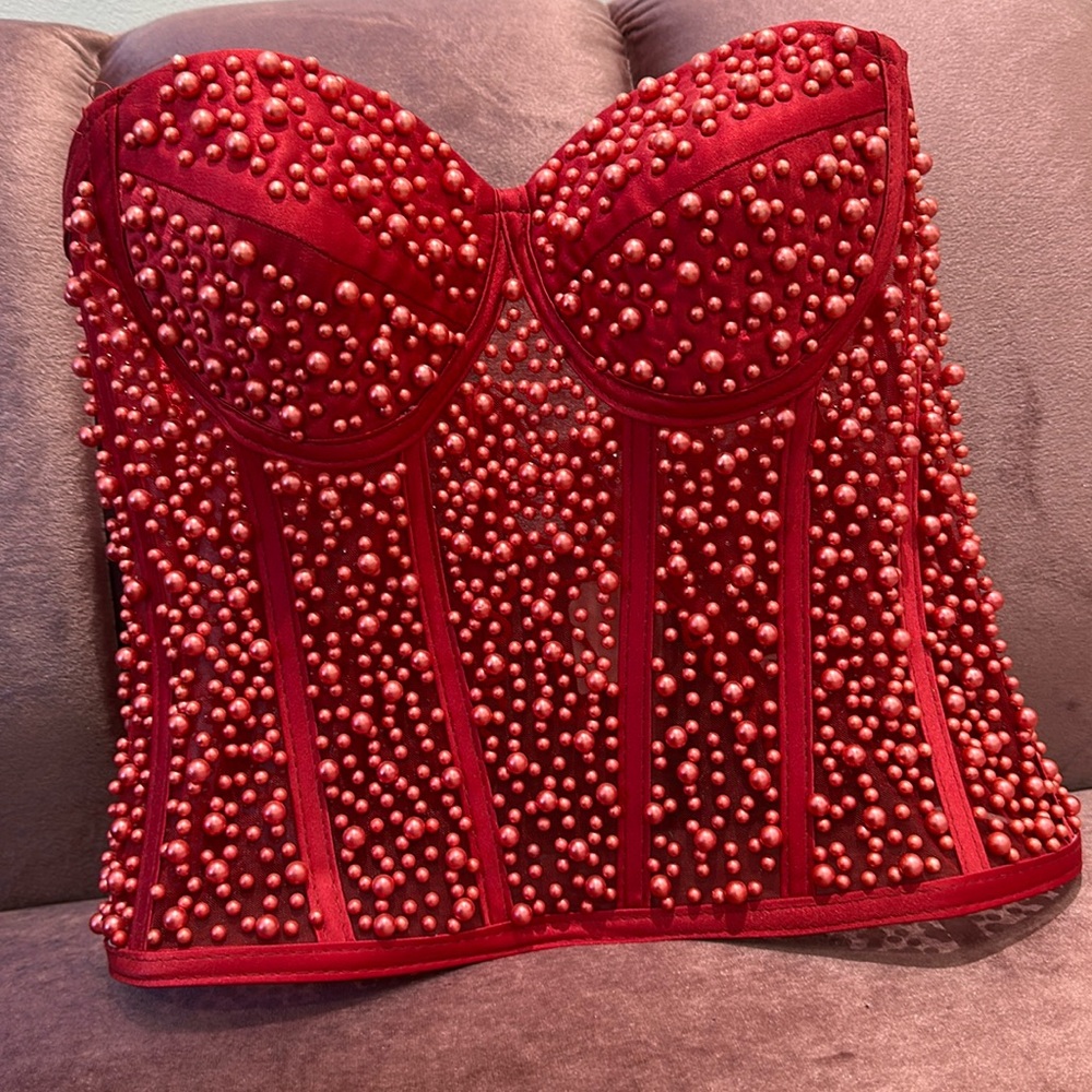 Red pearl corset